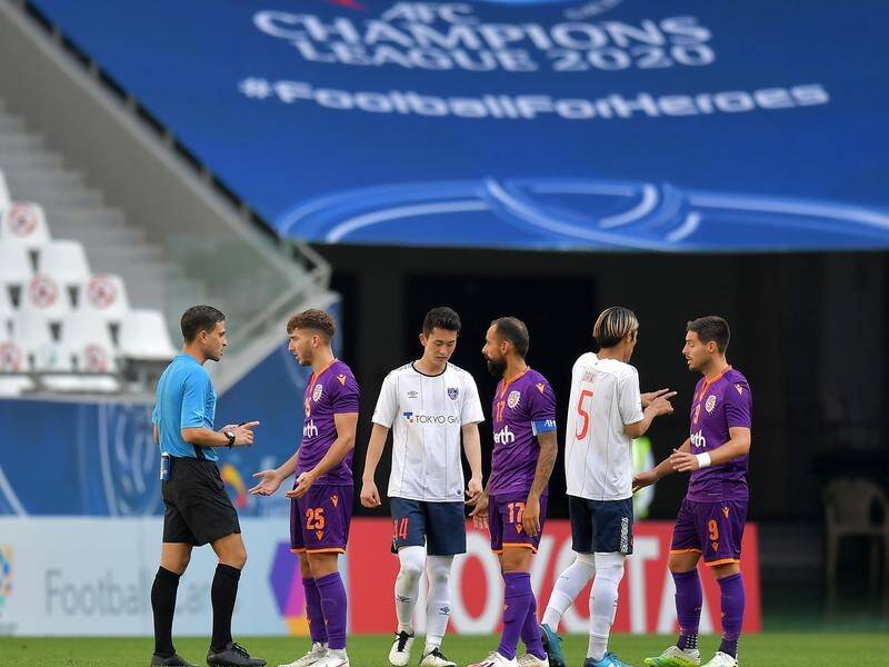 Perth were denied a penalty for a foul on Carlo Armiento (25) as they lost to FC Tokyo in the ACL.