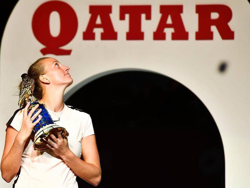 Petra Kvitova, here with the Qatar Open trophy in 2018, is back in the final in 2021.