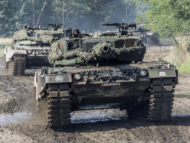 Ukraine expects to receive up to 140 Western tanks from a coalition of 12 countries in a first wave. (AP PHOTO)