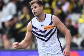Sean Darcy was at his physical best in the Dockers' thumping of Melbourne in Alice Springs. (Joel Carrett/AAP PHOTOS)
