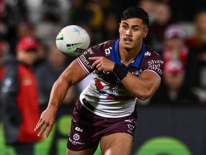 Having arrived from Manly, Kaeo Weekes is keen to become Canberra's starting five-eighth in the NRL. (James Gourley/AAP PHOTOS)
