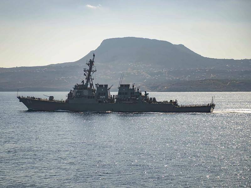 The US has deployed navy ships to help secure international shipping lanes in the Red Sea. (AP PHOTO)