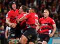 The Crusaders are in Super Rugby Pacific's top eight after thrashing Moana Pasifika. (John Davidson/AAP PHOTOS)