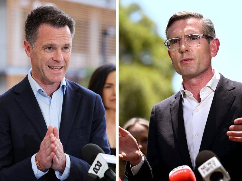 NSW Labor Leader Chris Minns, left, and Premier Dominic Perrottet have had a pre-election debate. (Paul Braven / Dan Himbrechts/AAP PHOTOS)