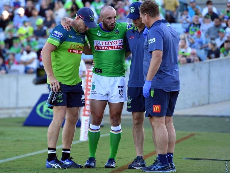 Josh Hodgson suffered a knee injury in the Raiders' opening round win over Cronulla in Canberra.