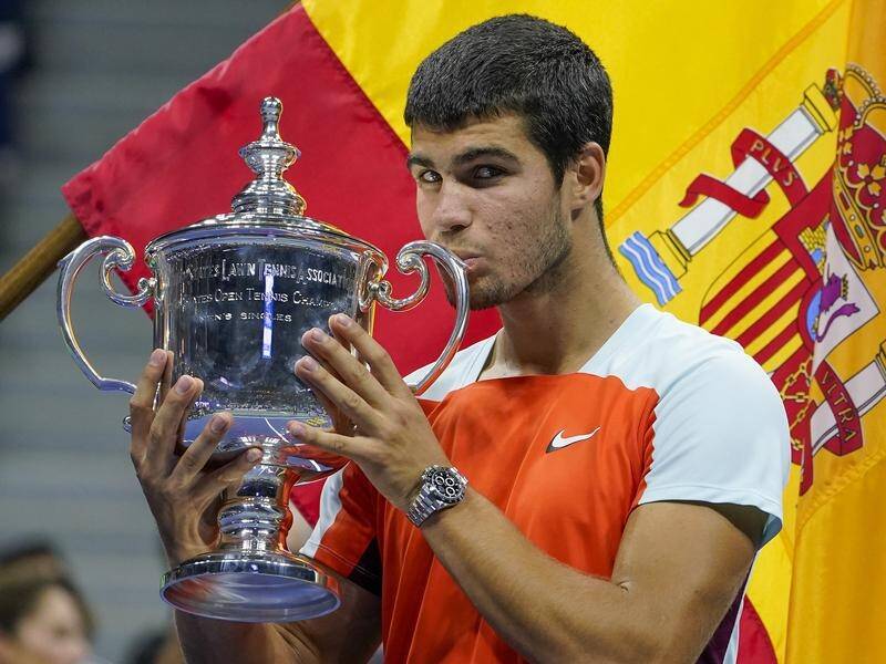 Carlos Alcaraz has become the youngest ever men's world No.1 by winning the US Open in New York. (AP PHOTO)