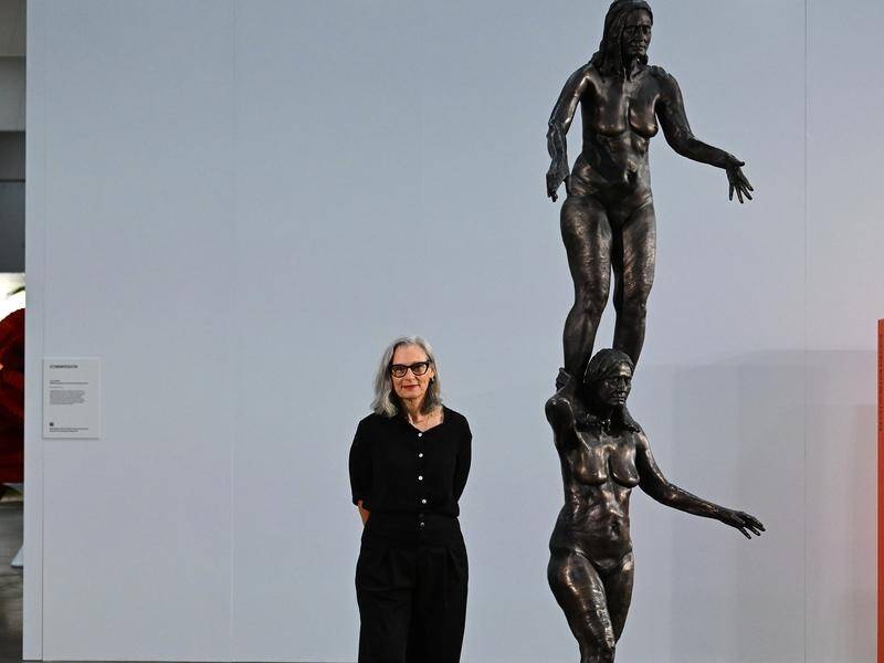 Artist Julie Rrap used silicon moulds of her own body to create the SOMOS sculpture. (James Ross/AAP PHOTOS)