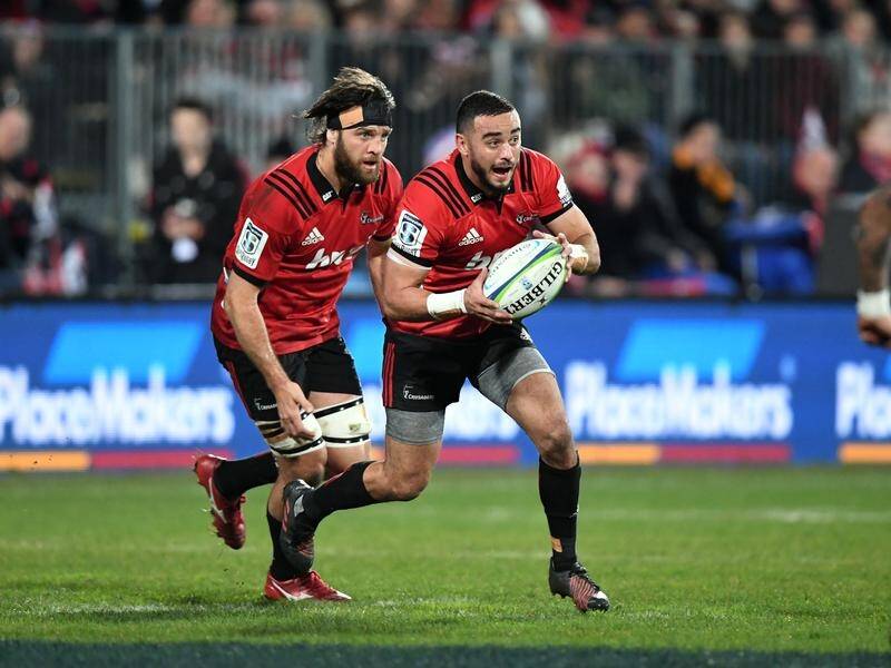 Halfback Bryn Hall scored one of four Crusaders tries in their win over the Highlanders.