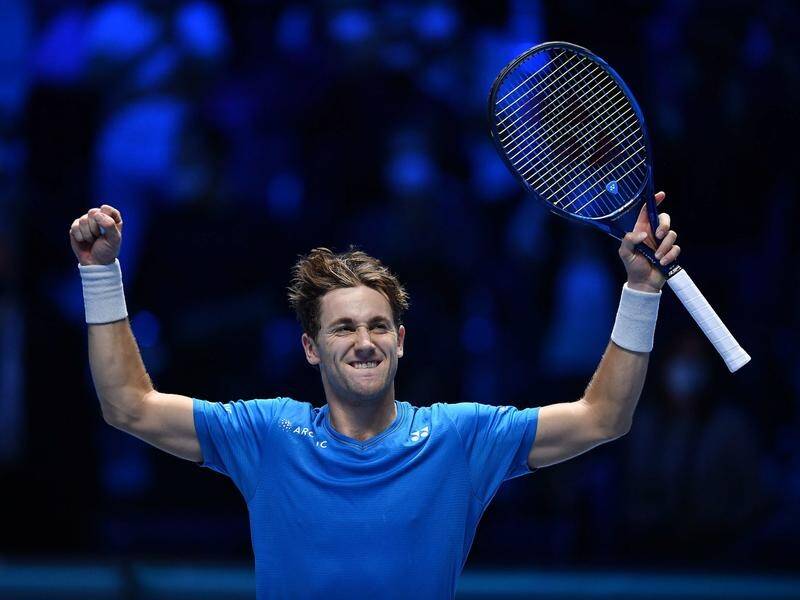Norway's Casper Ruud has booked a place in the last four of the ATP Finals by beating Andrey Rublev.