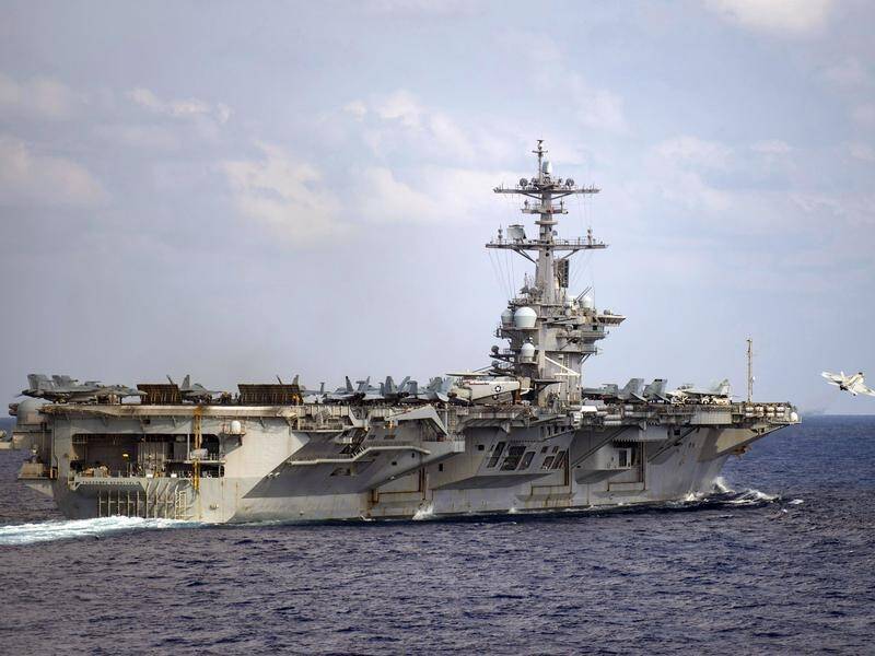 US aircraft carrier the USS Theodore Roosevelt is on exercise in the South China Sea.
