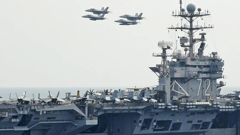 Aircraft carrier USS Abraham Lincoln was deployed to the Middle East as a warning to Iran.