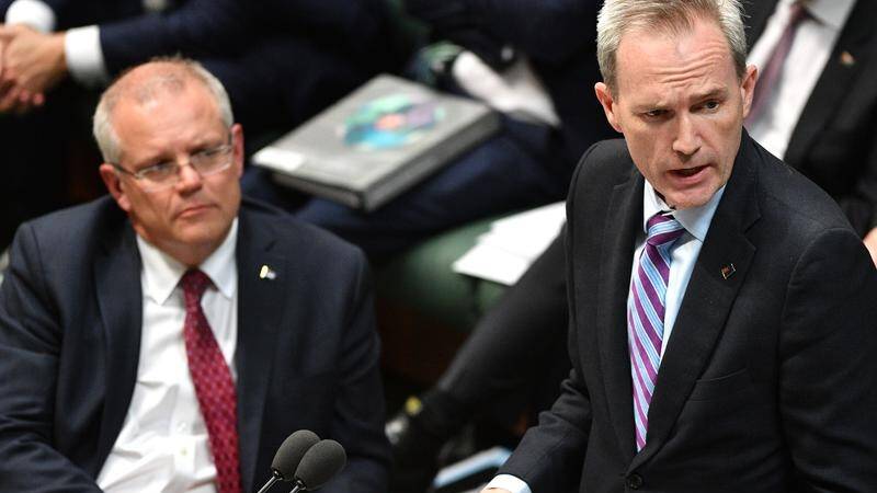 Immigration Minister David Coleman, right, with Prime Minister Scott Morrison in October 2019. Picture: Sitthixay Ditthavong 