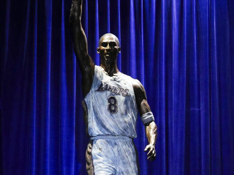 A statue of former Lakers guard Kobe Bryant has been unveiled outside Staples Center in Los Angeles. (AP PHOTO)