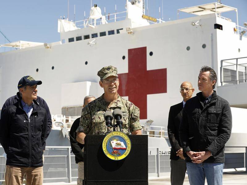 A naval hospital ship has arrived in LA to help California accommodate coronavirus patients.