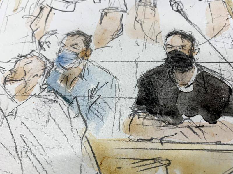 Defendants Salah Abdeslam, (r), and Mohammed Abrini (l) on trial for the 2015 Paris terror attacks.
