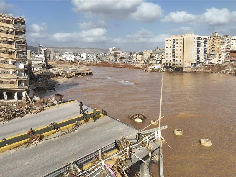 Floods in Libya from Storm Daniel have broken dams and swept away neighbourhoods in Derna city. (AP PHOTO)