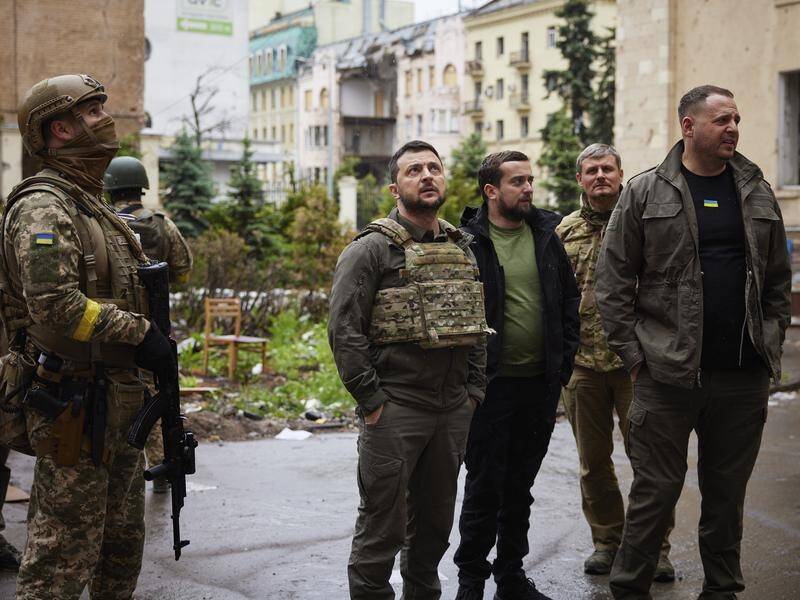President Volodymyr Zelenskiy has visited Ukrainian troops on the front lines in Kharkiv region.