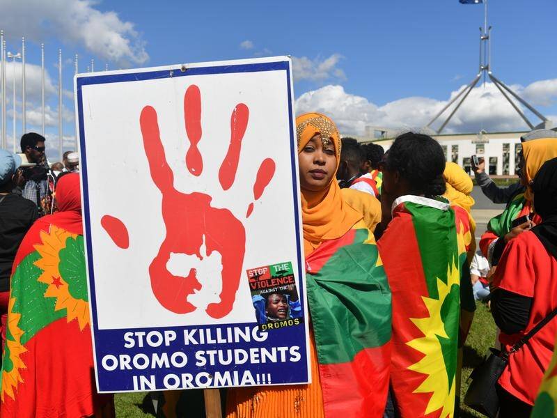 Protesters have descended on Canberra to show support for the people of Oromia in western Ethiopia.