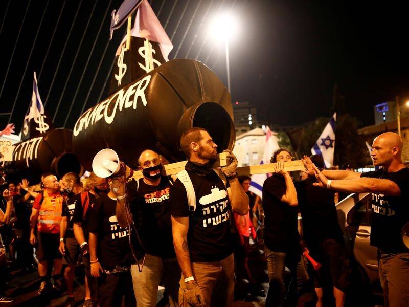 Thousands have protested Israeli Prime Minister Benjamin Netanyahu's alleged corruption.