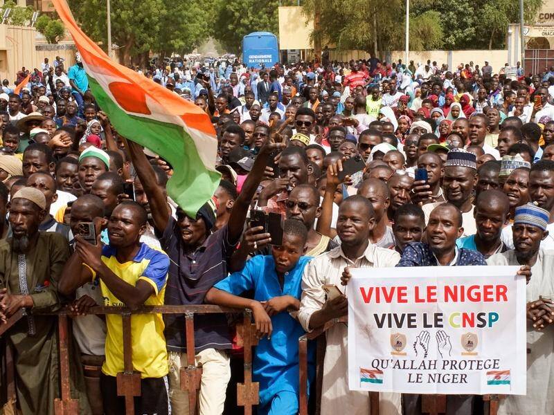 Protesters have marched in Niamey, calling for foreign troops to withdraw from Niger. (EPA PHOTO)