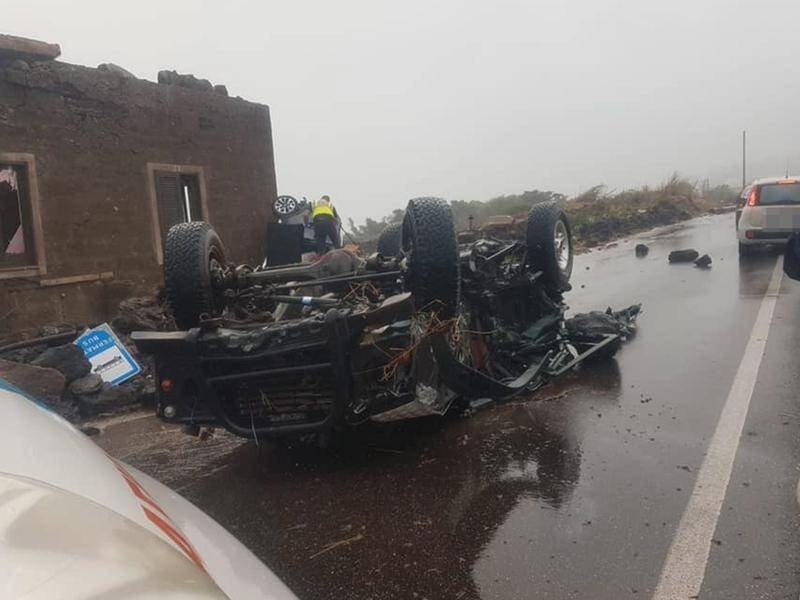Some 10 vehicles were flipped into the air by the force of the tornado on Pantelleria.