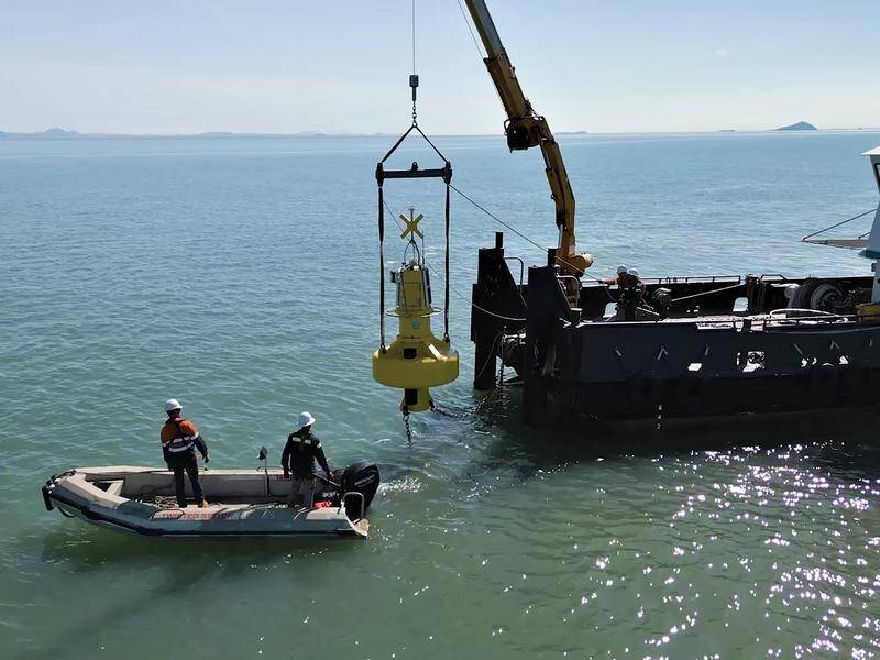 A HydraSpectra sensor is lowered into Keppel Bay in Queensland as part of the AquaWatch project. (PR HANDOUT IMAGE PHOTO)