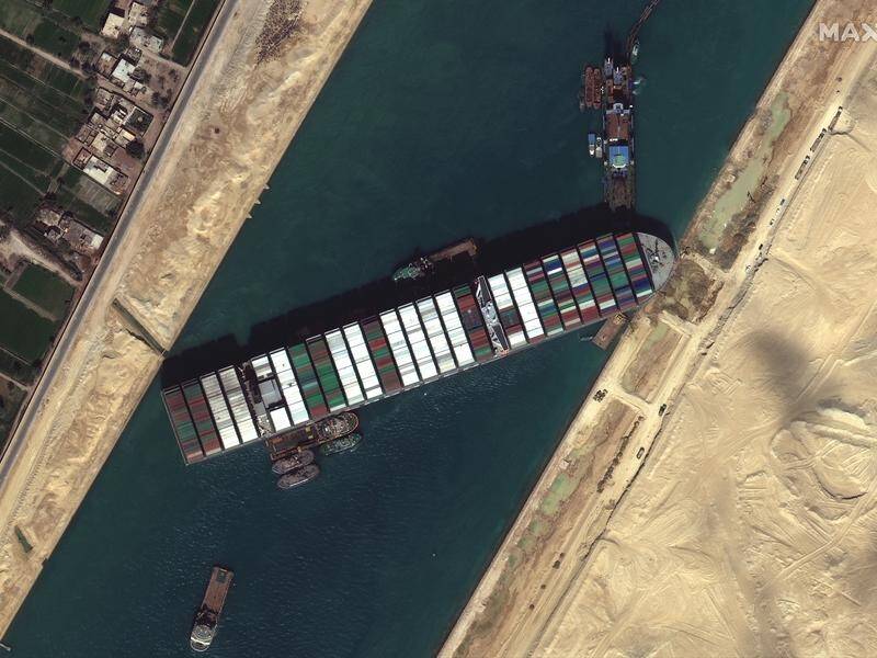 Efforts are continuing around the clock to free the stricken container ship blocking the Suez Canal.