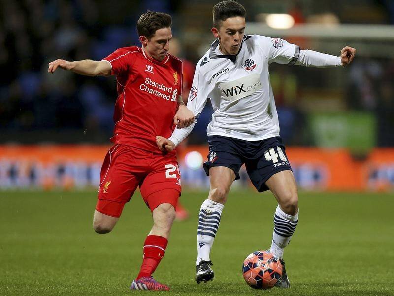 Former Bolton midfielder Zach Clough (R) has joined Adelaide United for the rest of the ALM season.
