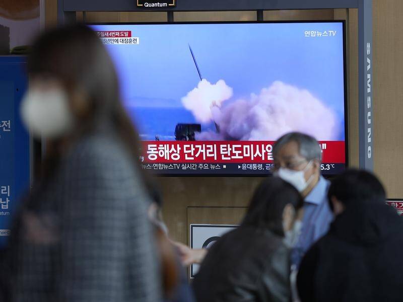 The missile launches extend North Korea's record pace in weapons testing this year. (AP PHOTO)