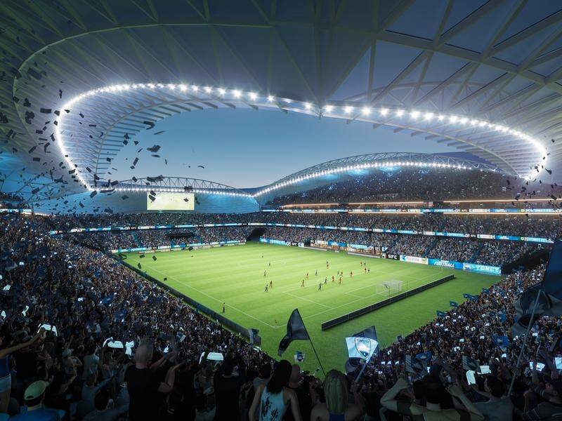 The new Sydney Football Stadium is expected to look like this during a football fiesta in September.