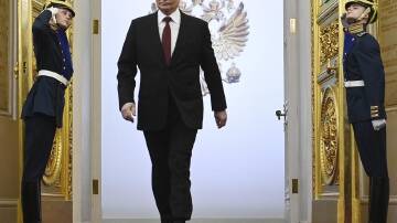 Russian President Vladimir Putin was officially sworn in for this sixth term in a Kremlin ceremony. (AP PHOTO)