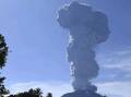 Indonesia's Mount Ibu volcano has erupted again, spewing ash 5km into the sky. (AP PHOTO)
