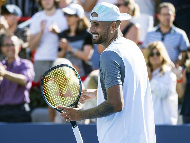 Nick Kyrgios stunned world No.1 Daniil Medvedev in the second round of the Montreal Masters. (AP PHOTO)