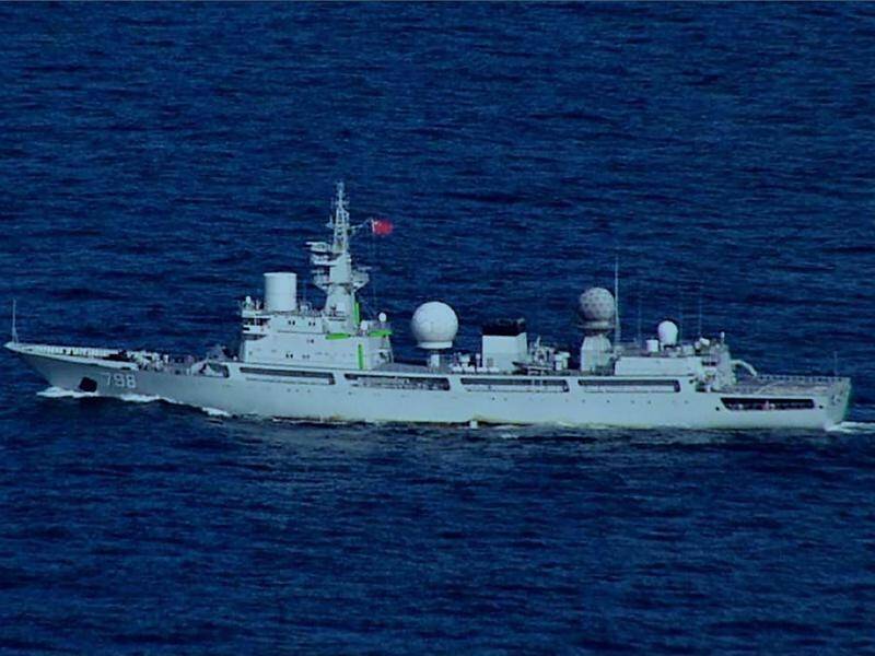 The Chinese navy's general intelligence ship, the Yuhengxing, spent about three weeks off the coast.