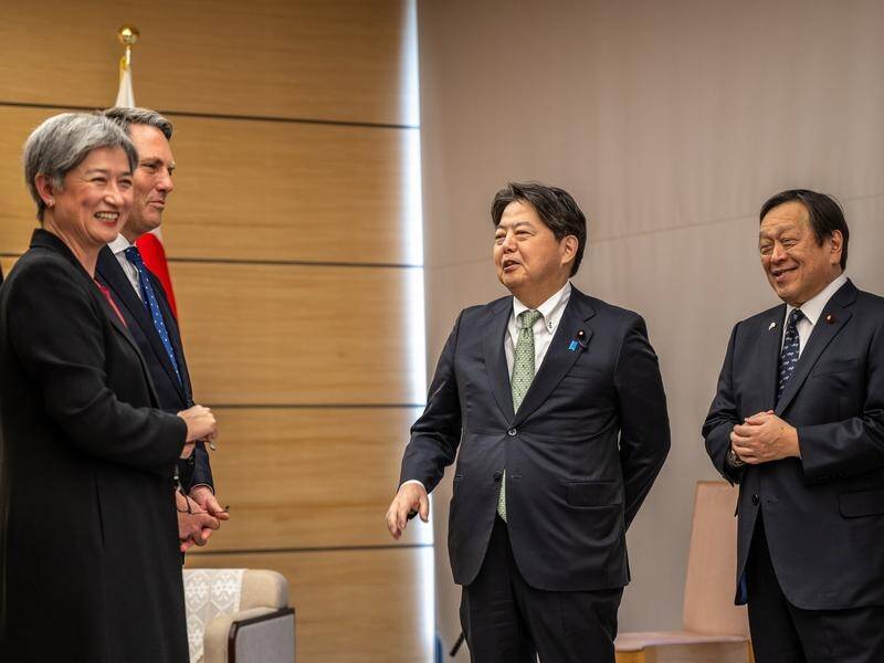 Penny Wong and Richard Marles negotiated the access deal with their Japanese counterparts. (EPA PHOTO)