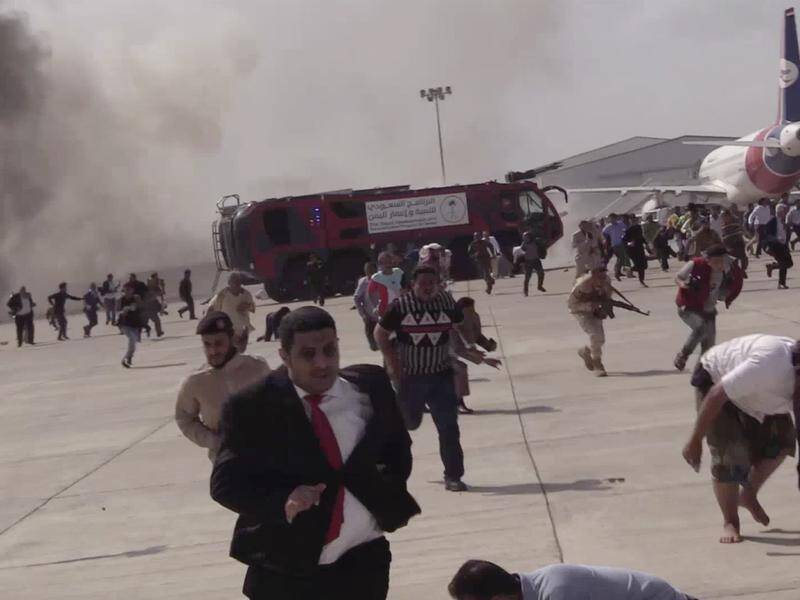 At least 22 people were killed and dozens were injured in an attack on Yemen's Aden airport.