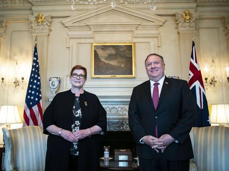 "We stand with our Australian friends," Mike Pompeo has told his visitors from Canberra.