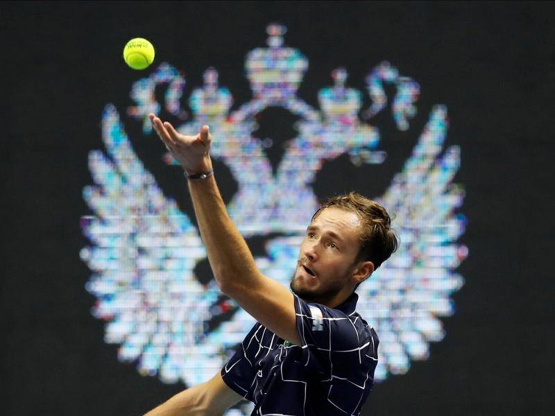Daniil Medvedev overcame a sluggish start to advance at the St Petersburg Open in Russia.