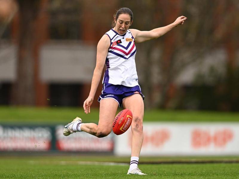 Irish sensation Aine Tighe was a star again for Fremantle in their AFLW defeat of Hawthorn. (James Ross/AAP PHOTOS)