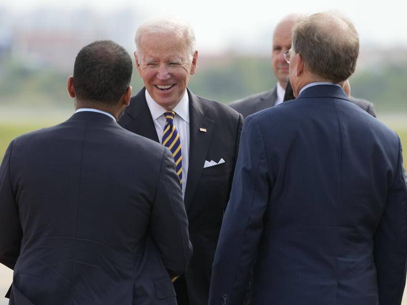 President Joe Biden has arrvied in Cambodia for discussions with the ASEAN bloc. (AP PHOTO)