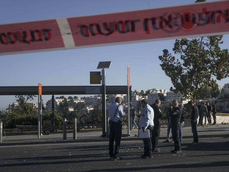 One of explosions went off near a bus stop along a highway leading out of Jerusalem. (AP PHOTO)