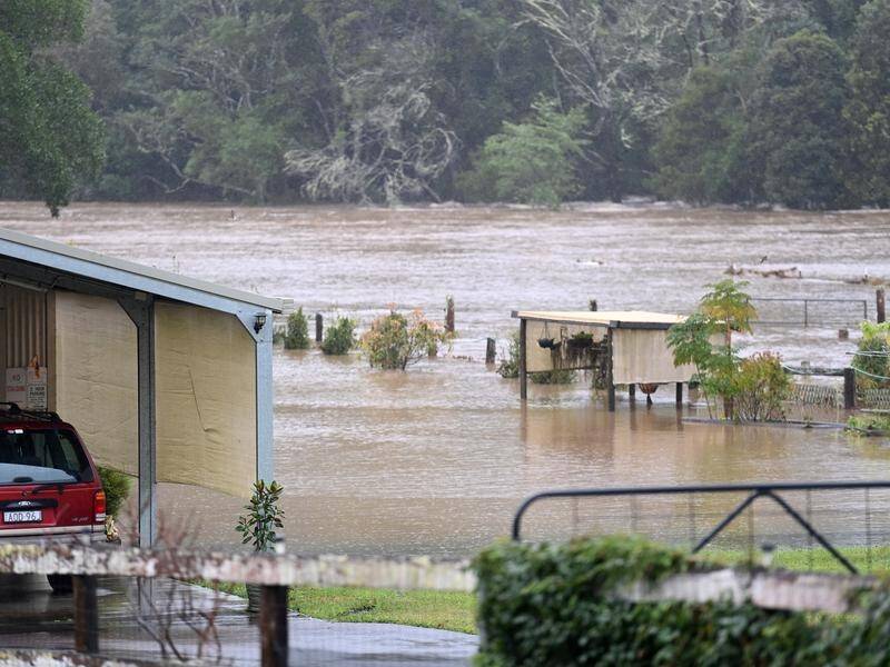 Floodwaters inundate properties in the small town of Yarramalong, north of Sydney, on Tuesday.
