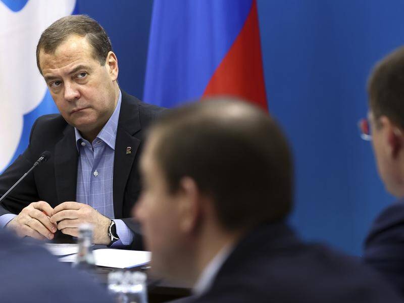 "Nuclear powers have never lost major conflicts on which their fate depends," Dmitry Medvedev said. (AP PHOTO)