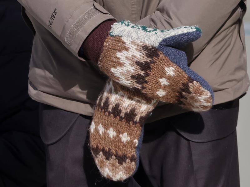 Senator Bernie Sanders wore patterned woollen mittens at the ceremony.