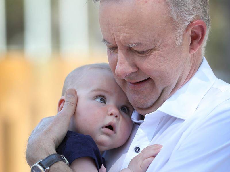 Baby Mia Roper of Adelaide was born on the same day Anthony Albanese was voted in as prime minister. (Dean Martin/AAP PHOTOS)