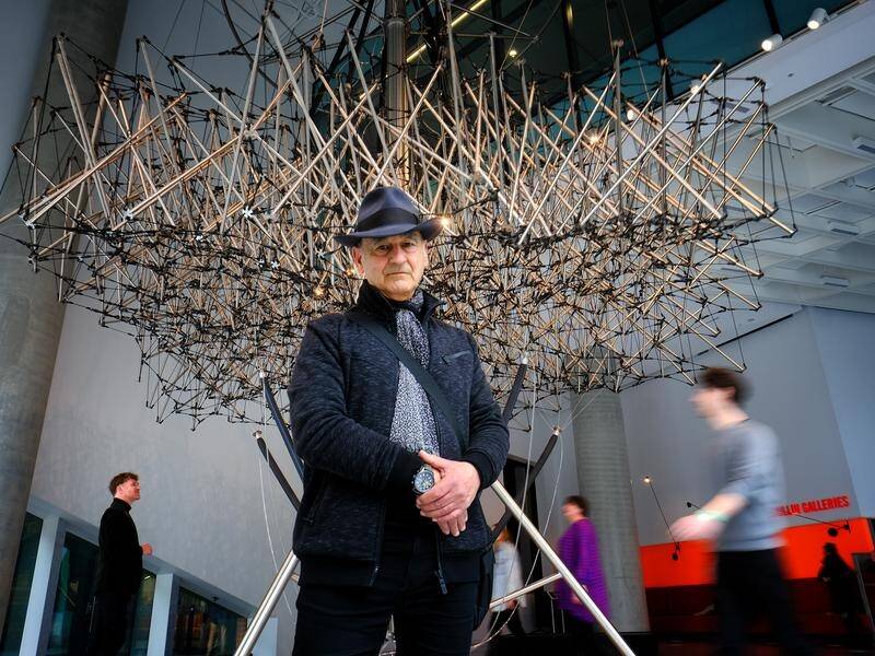Performance artist Stelarc features in the SWARM exhibition at Science Gallery Melbourne. (Luis Ascui/AAP PHOTOS)