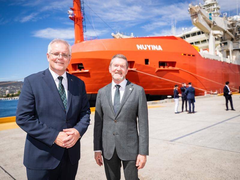 Scott Morrison (left) says RSV Nuyina is the most advanced polar research ship in the world.