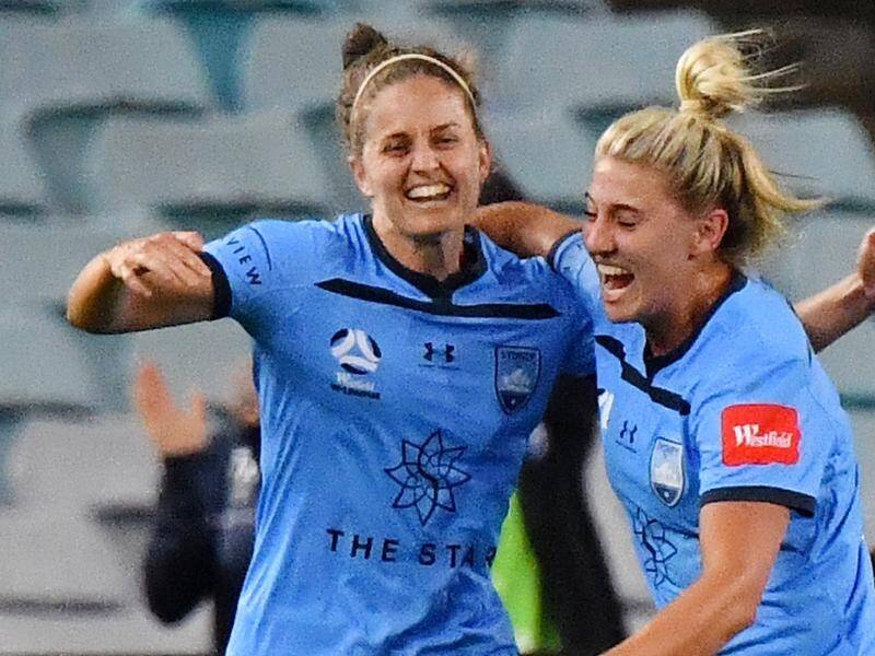 Sydney FC's Ellie Brush (l) will miss the A-League Women season due to an ACL tear.
