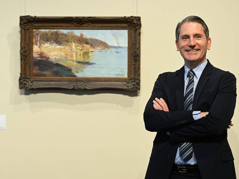 Geoffrey Smith says the Streeton painting is expected to fetch up to $1.5 million at auction. (James Ross/AAP PHOTOS)