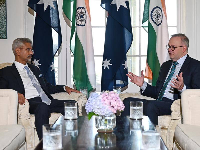 Prime Minister Anthony Albanese hosted India's External Affairs Minister Subrahmanyam Jaishankar. (Steven Saphore/AAP PHOTOS)